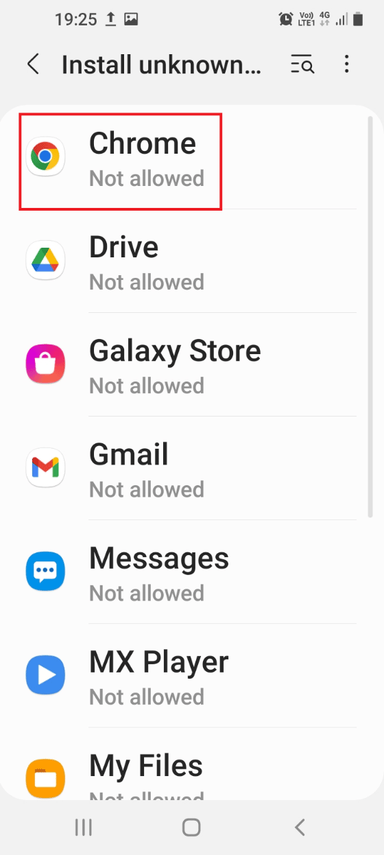 แตะที่แอป Chrome ในรายการ วิธีแฮ็ก Candy Crush Saga บน Android โดยไม่ต้องรูท