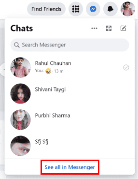 Haz clic en Ver todo en Messenger