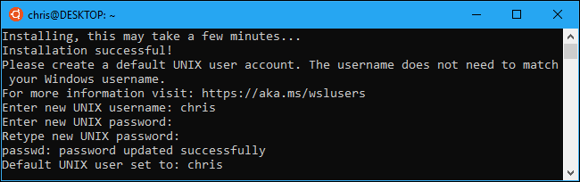 أدخل اسم مستخدم وكلمة مرور لتوزيعة Linux الخاصة بك.