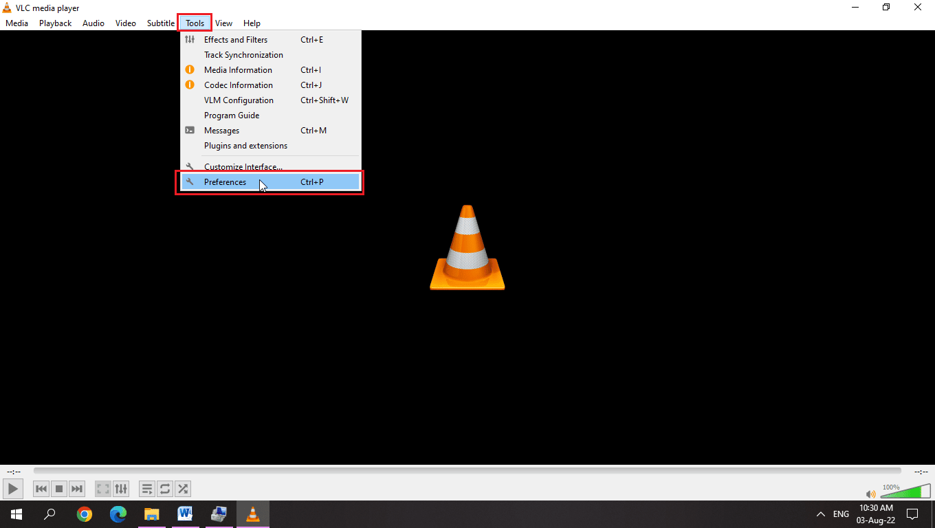 คลิกที่การตั้งค่า แก้ไขปุ่มลัดและทางลัด VLC ไม่ทำงาน