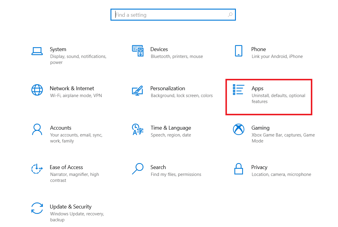 haga clic en Configuración de aplicaciones. Arreglar el código de error de Office 1058 13 en Windows 10