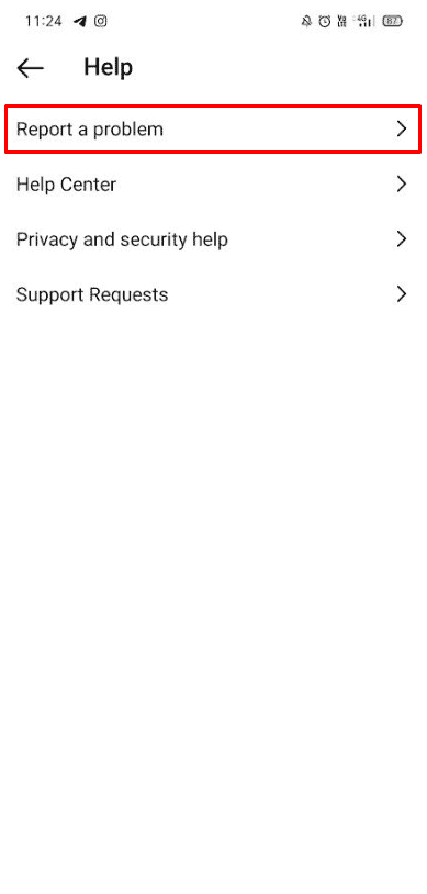 Alegeți Raportați o problemă | Cum să-ți schimbi numele pe Instagram