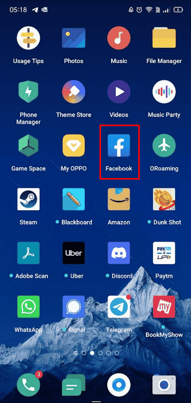 Facebook uygulamasını başlatın