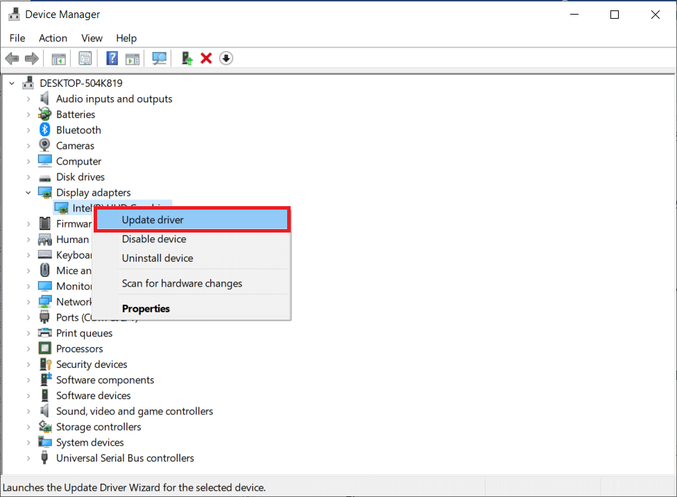 Actualice el controlador de gráficos. Fix League Hemos restaurado esta instalación en Windows 10