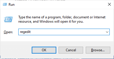 พิมพ์ regedit และกดปุ่ม Enter Fix League เราได้คืนค่าการติดตั้งนี้ใน Windows 10