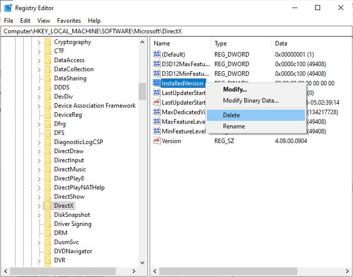 щелкните правой кнопкой мыши файл InstalledVersion и выберите параметр «Удалить». Fix League Мы восстановили эту установку в Windows 10