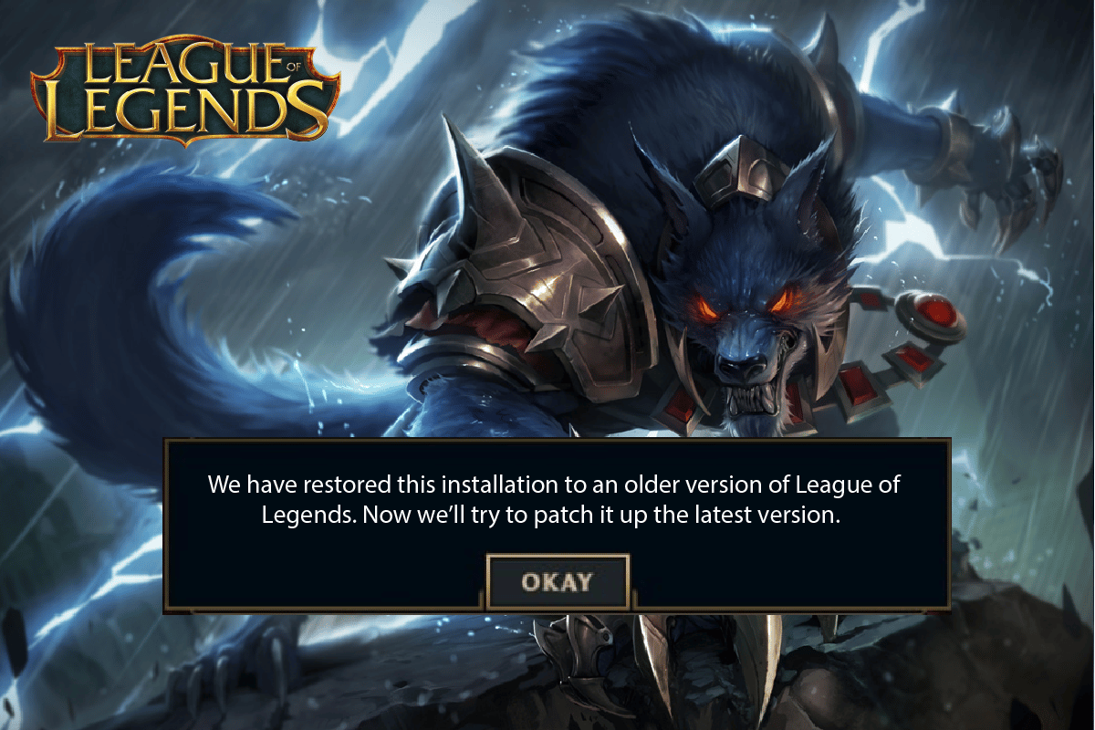 Fix League Nous avons restauré cette installation dans Windows 10