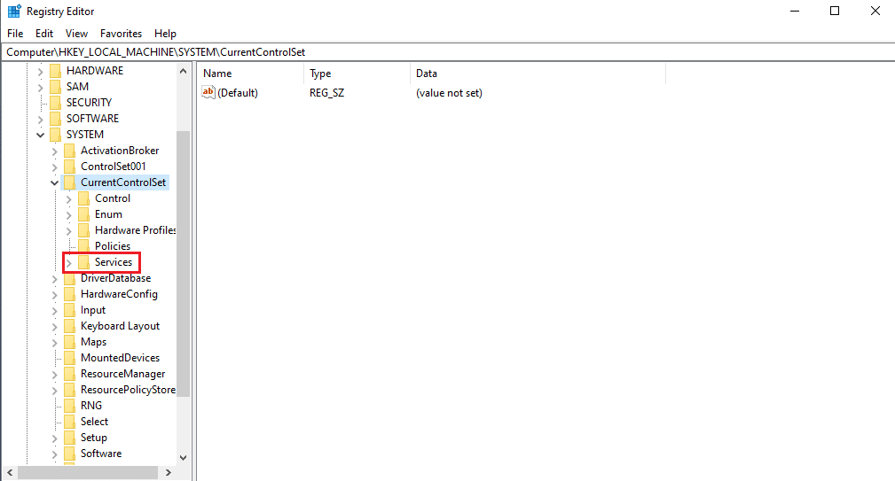นำทางและคลิกที่โฟลเดอร์บริการ แก้ไขรหัสข้อผิดพลาดของผู้ให้บริการ vds 490 01010004 ใน Windows 10