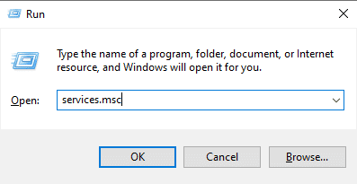 اكتب services.msc. إصلاح رمز الخطأ 490 01010004 في نظام التشغيل Windows 10