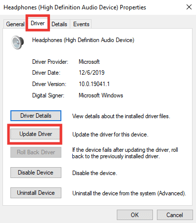 vai alla sezione driver e fai clic su aggiorna driver