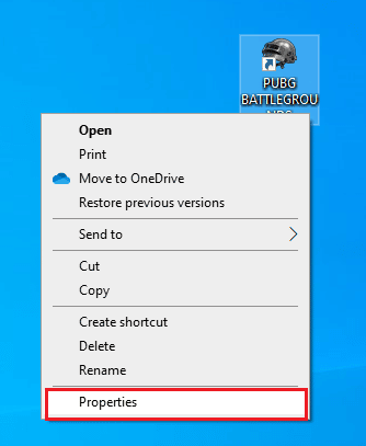 sélectionner les propriétés Pubg