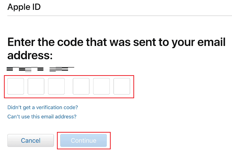 masukkan kode verifikasi yang dikirim ke alamat email terdaftar Anda dan klik Lanjutkan