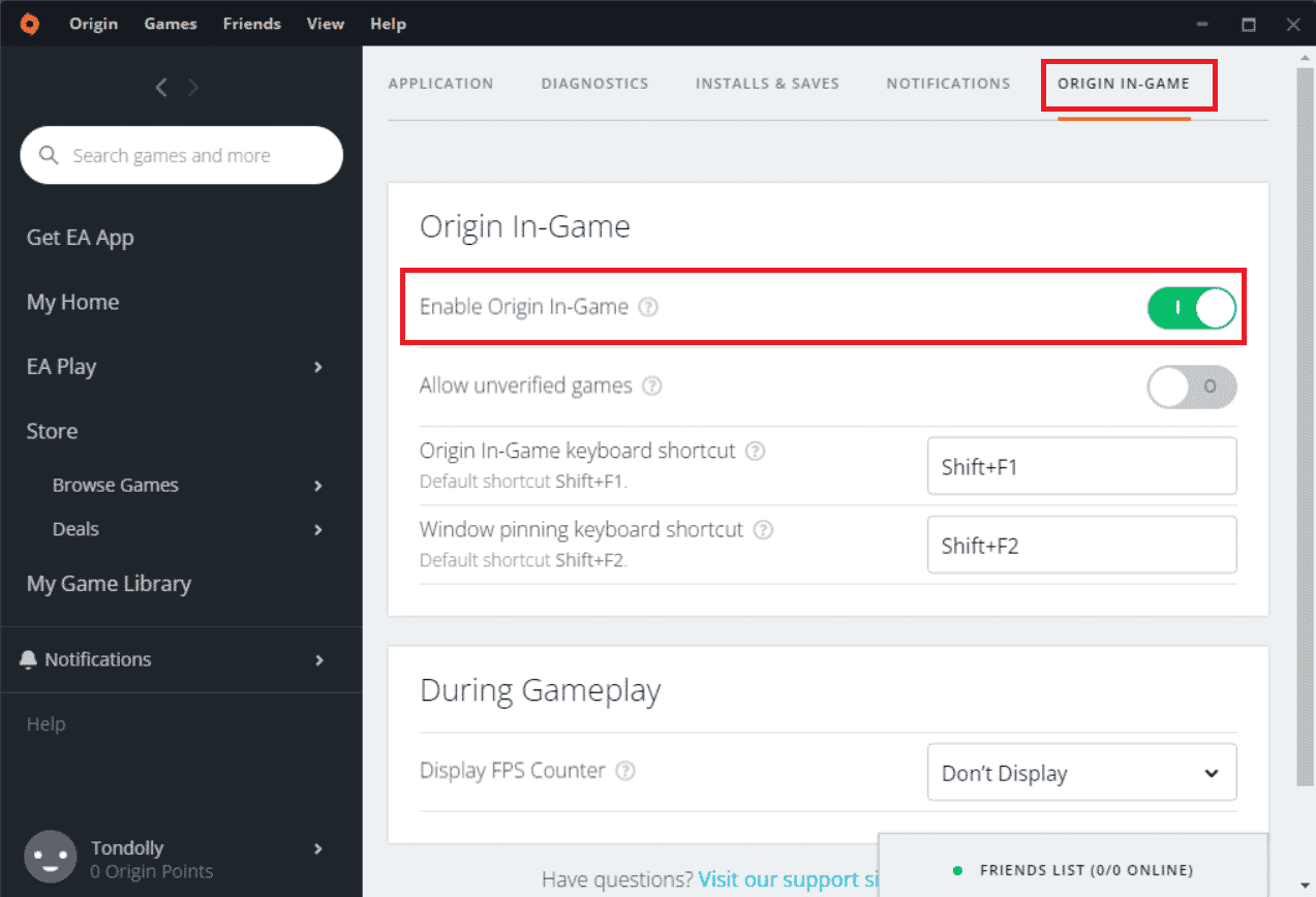 Disattiva l'opzione Abilita origine nel gioco. Modi per risolvere Sims 4 Impossibile avviare la scheda video