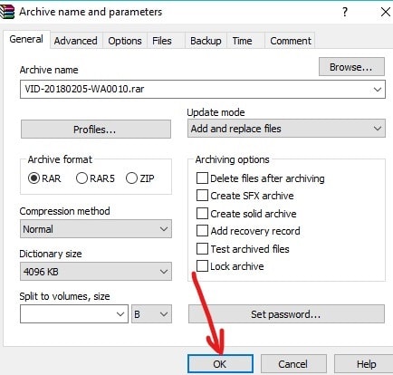 [OK]ボタンをクリックします| 7-Zip vs WinZip vs WinRAR