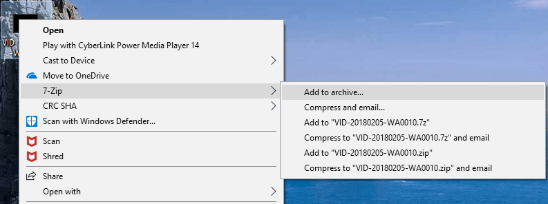 7-Zipの下で、[アーカイブに追加]、[アーカイブに追加]の順にクリックします。 7-Zip vs WinZip vs WinRAR