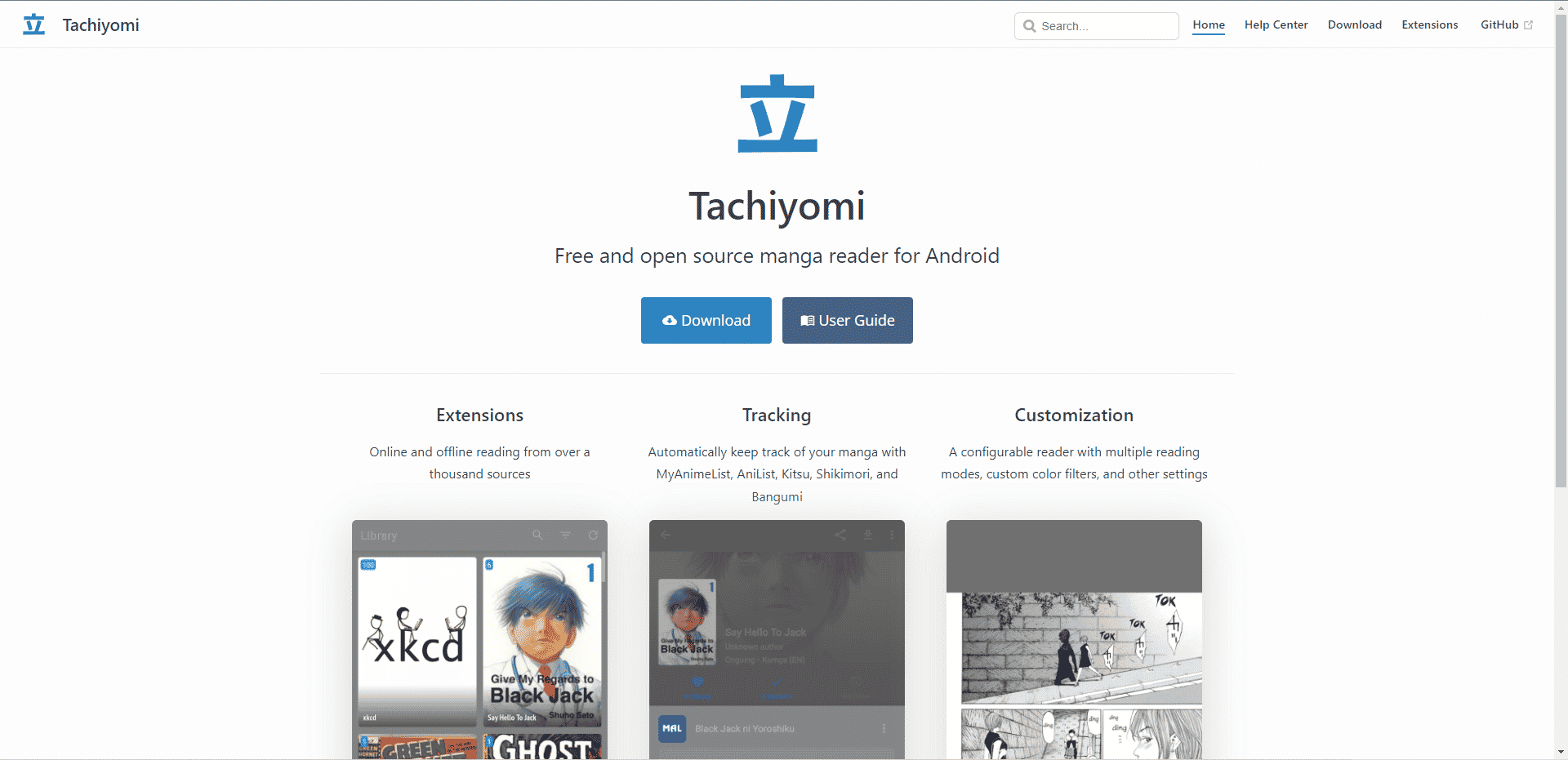 Site-ul oficial Tachiyomi