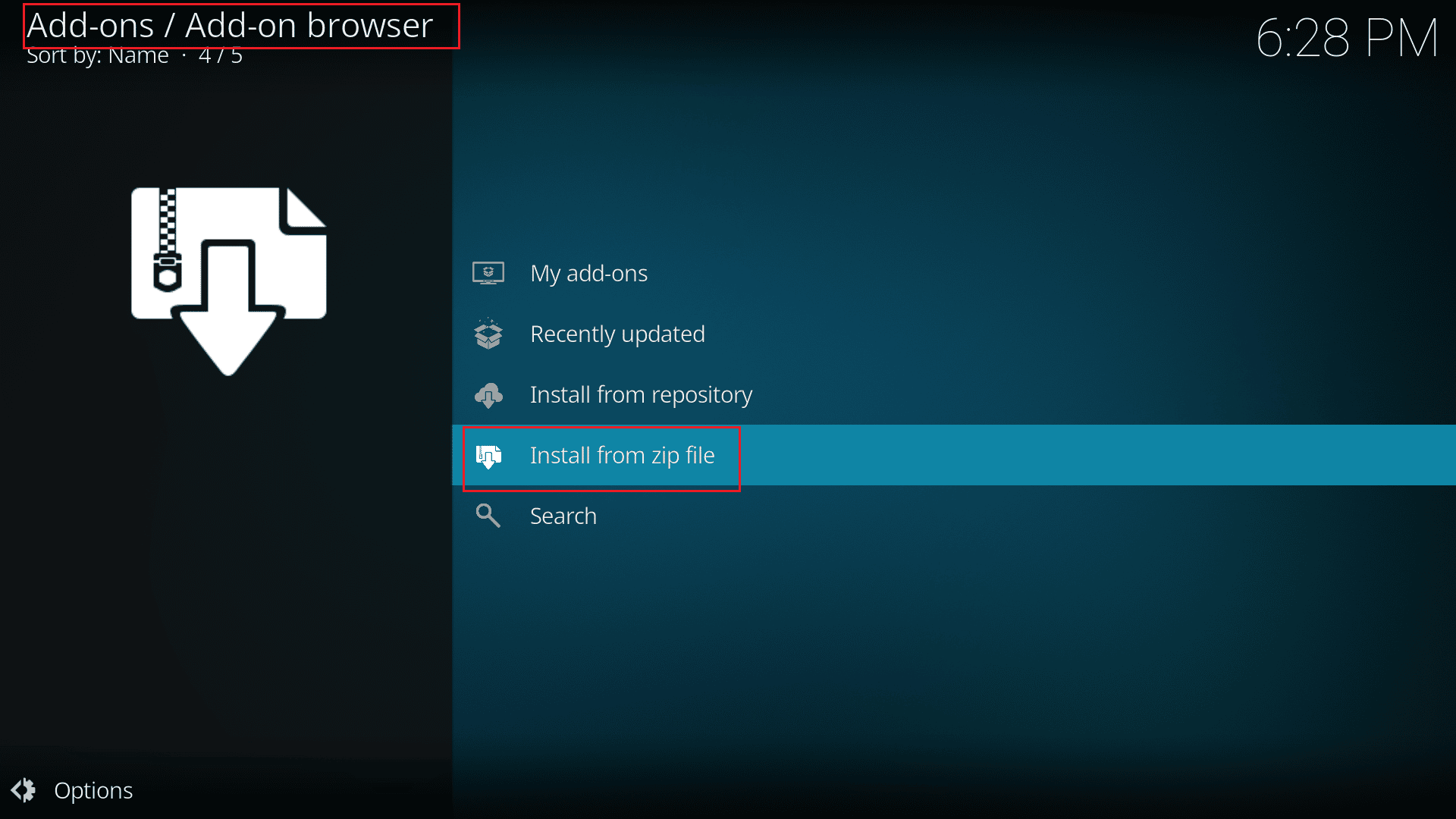 allez ajouter sur le navigateur et cliquez sur installer à partir de l'option de fichier zip