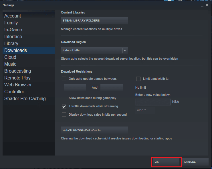 cliquez sur le bouton OK. Correction de l'erreur de téléchargement de la mise à jour CS Go