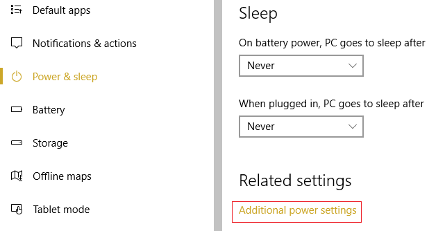 [電源とスリープ]で、[追加の電源設定]をクリックします|ワイヤレスルーターが切断またはドロップし続ける問題を修正する