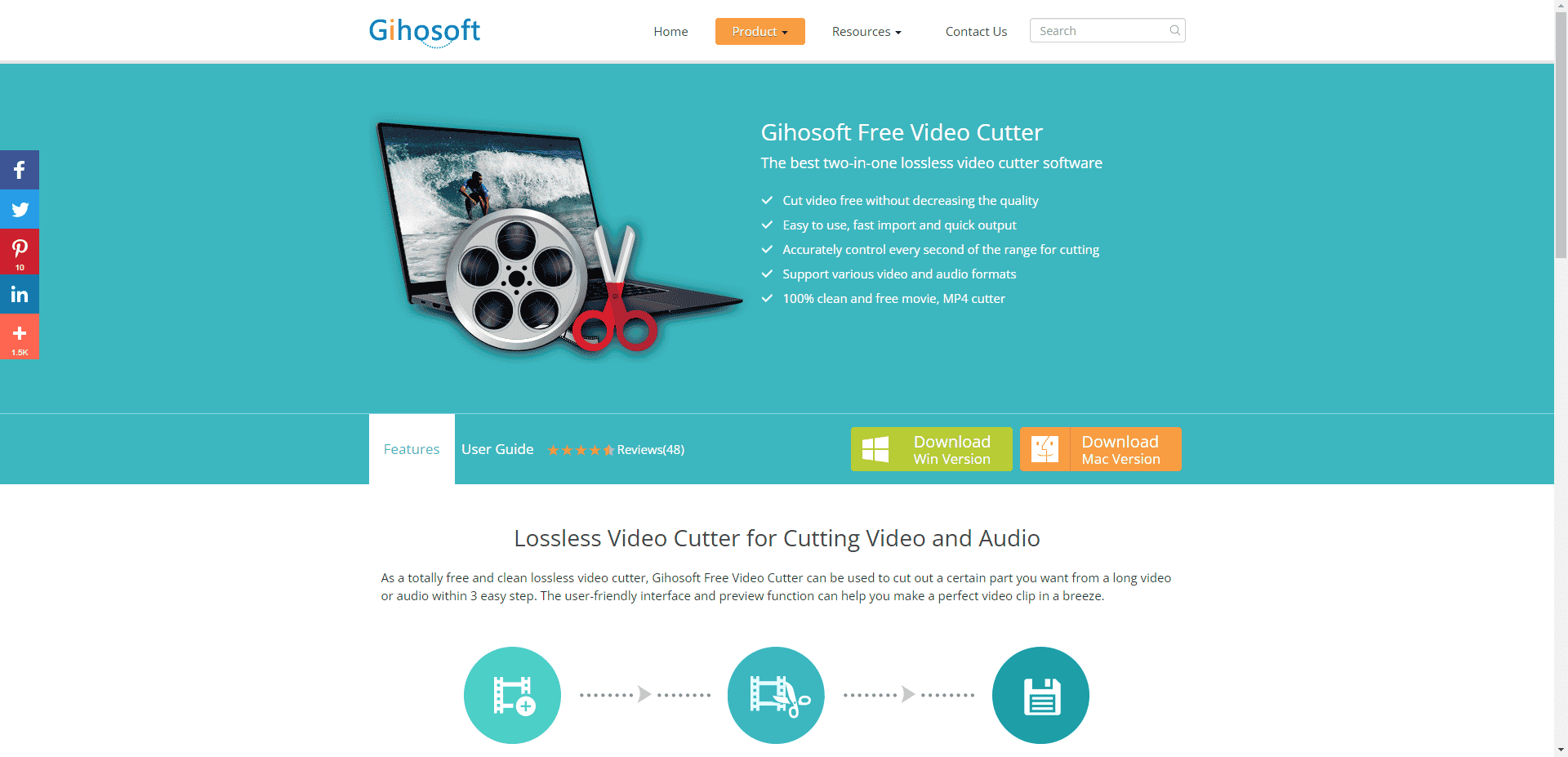 เว็บไซต์อย่างเป็นทางการของ Gihosoft เครื่องตัดวิดีโอฟรี สุดยอดแอพตัดวิดีโอฟรี