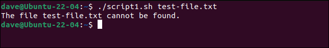 Ausführen von script1.sh für eine Datei, die nicht vorhanden ist