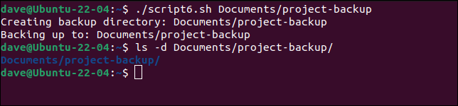 script6.sh erkennt, ob ein Verzeichnis existiert
