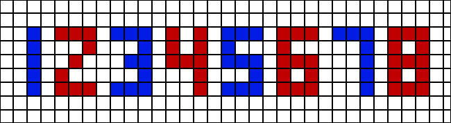 Ein Beispiel für Zahlen, die in Blockpixeln geschrieben sind.