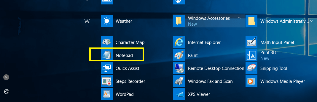 [すべてのアプリ]、[Windowsアクセサリ]の順に移動し、[メモ帳]を選択して開きます| Windows 10のメモ帳はどこにありますか？