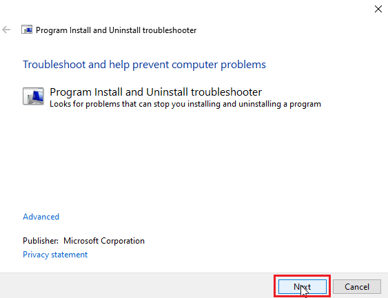 faceți clic pe următorul. Remediați eroarea la aplicarea transformărilor în Windows 10