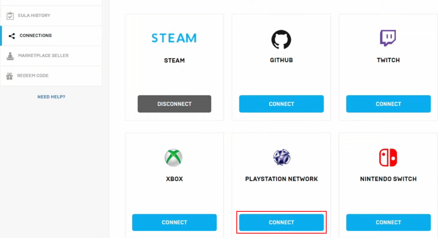на вкладке PLAYSTATION NETWORK нажмите ПОДКЛЮЧИТЬСЯ