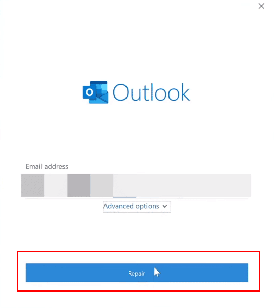 Jetzt müssen Sie Ihre Microsoft Outlook-Anmeldeinformationen eingeben und dann einfach auf Reparieren klicken. Outlook führt eine Fehlerbehebung durch und behebt automatisch das erkannte Problem oder Problem.
