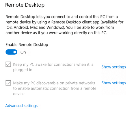 リモートデスクトップ接続を構成するためのその他のオプション| Windows10でリモートデスクトップを有効にする