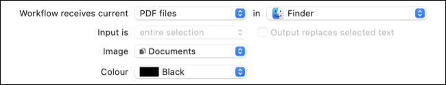 Automator iş akışı, Finder'da PDF dosyalarını alır