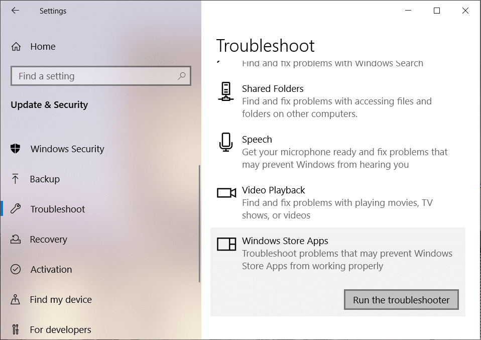 Di bawah Aplikasi Windows Store, klik Jalankan pemecah masalah | Perbaiki Kalkulator Windows 10 Hilang atau Hilang