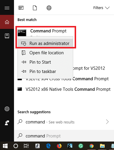 Klik kanan pada Command Prompt dari hasil pencarian dan pilih Run as administrator