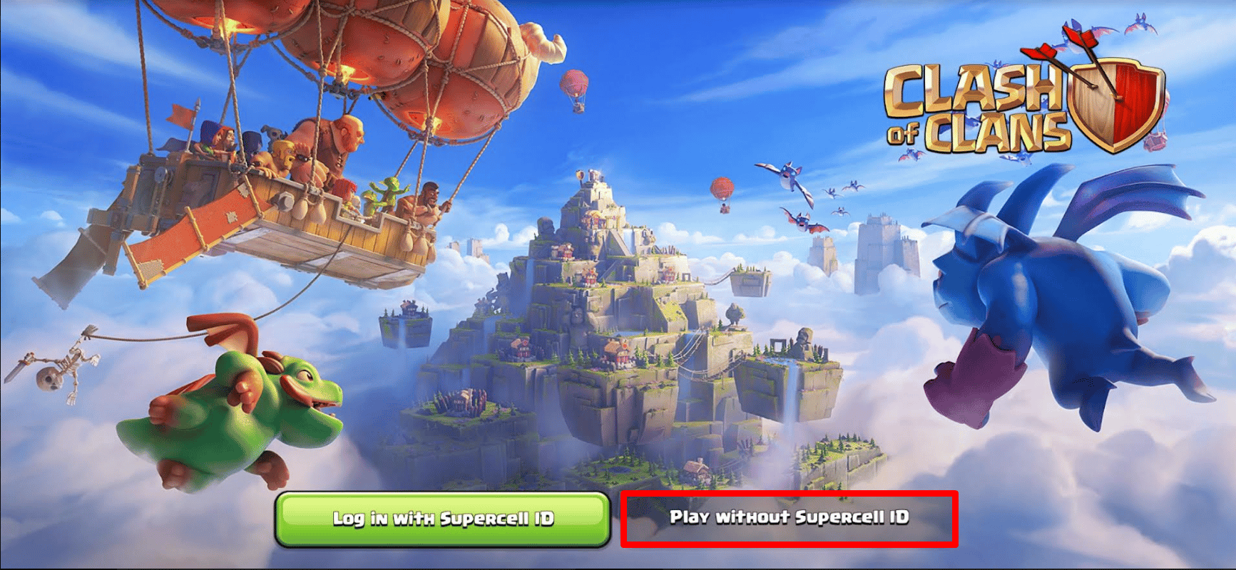 選擇沒有 Supercell ID 的遊戲