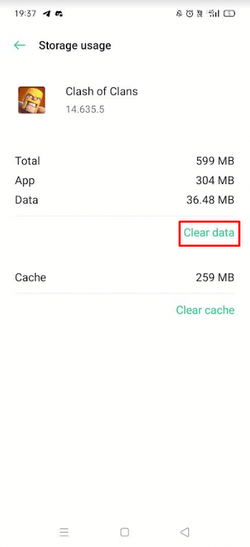 點擊存儲使用情況，然後點擊清除數據