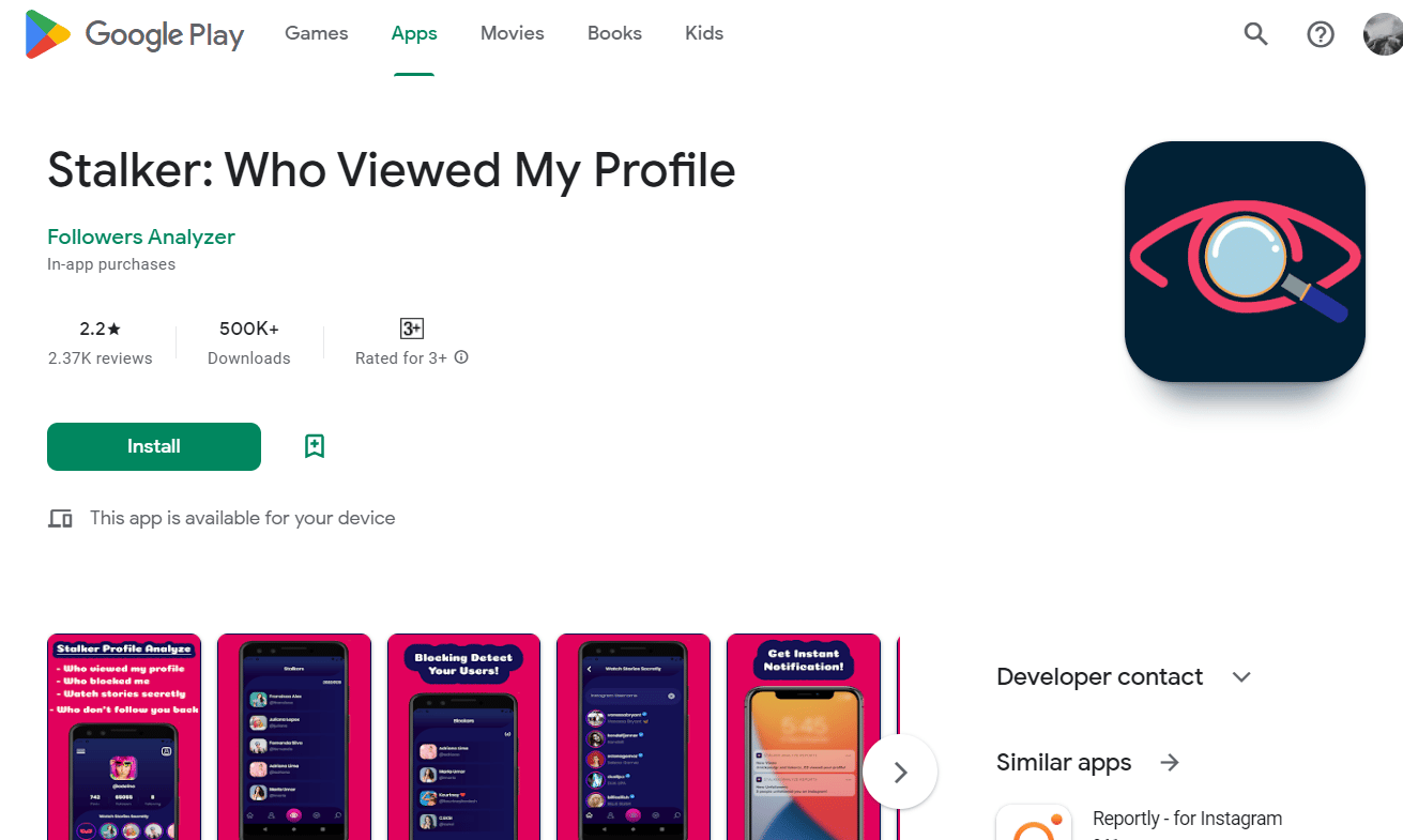 Stalker Who Viewed My Profile-App im Play Store