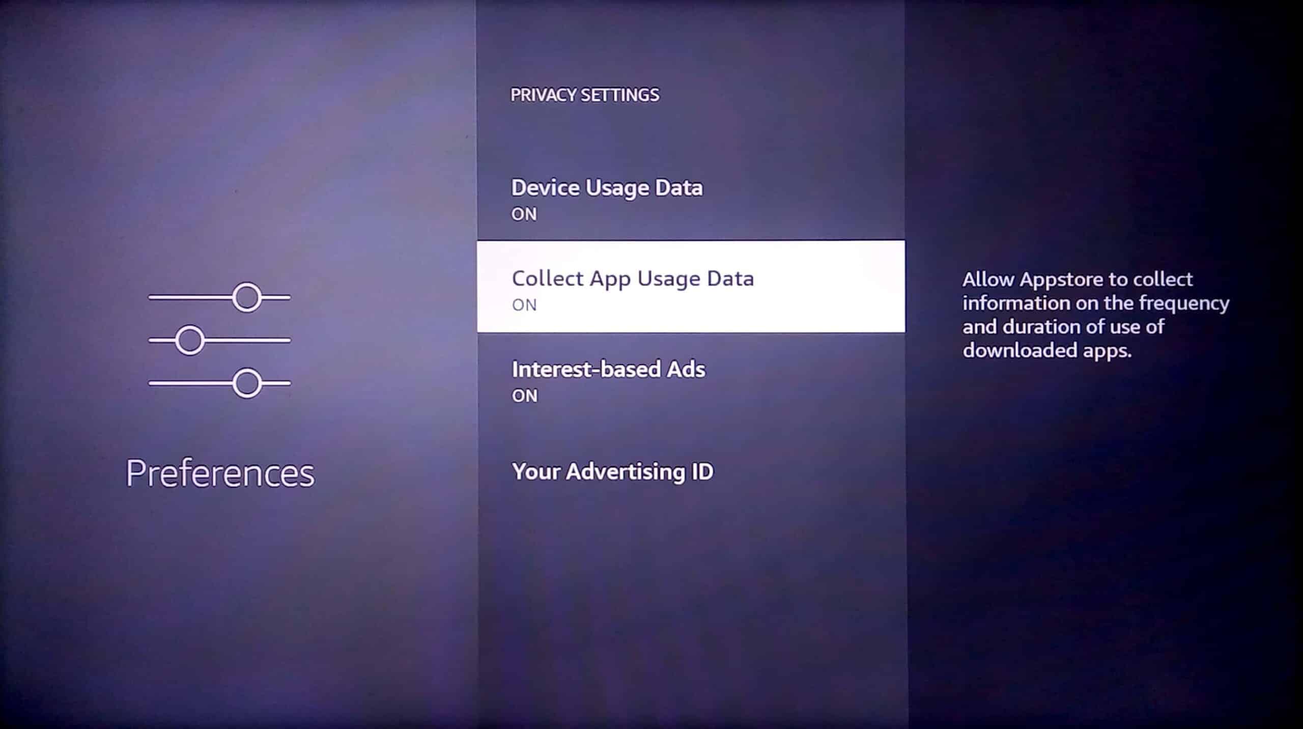 Drücken Sie auf App-Nutzungsdaten sammeln. Beheben Sie das Problem mit der Amazon Fire Stick-Verlangsamung