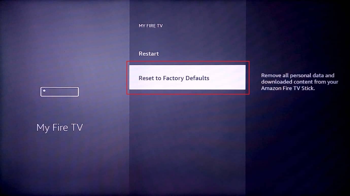 Drücken Sie auf Zurücksetzen auf Werkseinstellungen. Beheben Sie das Problem mit der Amazon Fire Stick-Verlangsamung
