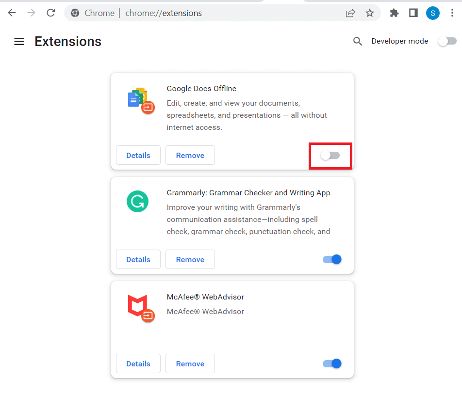 Desative todas as extensões desnecessárias e adblocker para desativá-las. Corrigir o erro de vídeo 5 no Apresentações Google