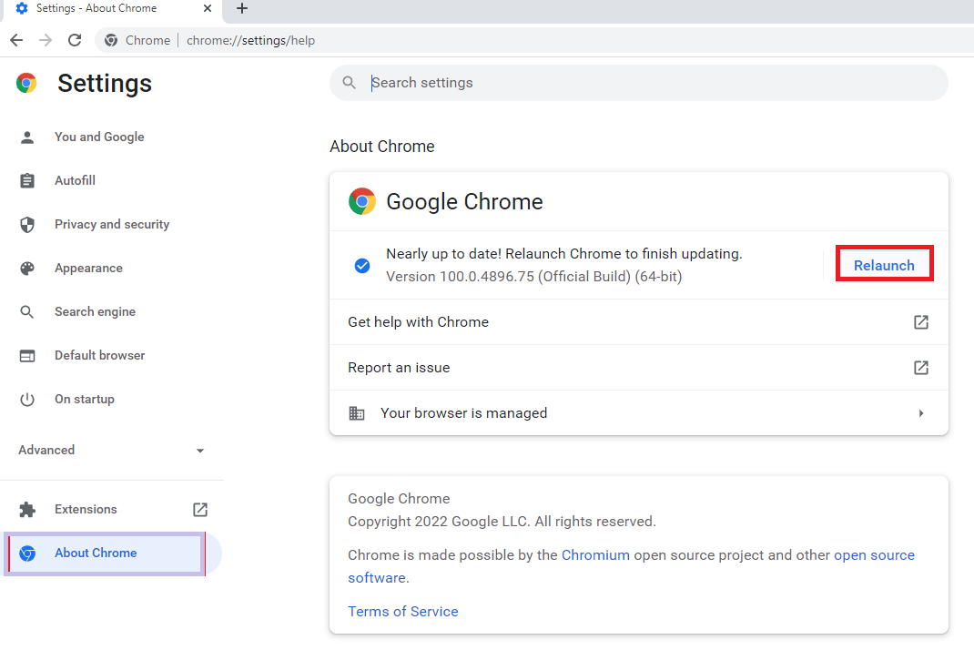Clique no botão Reiniciar. Corrigir o erro de vídeo 5 no Apresentações Google