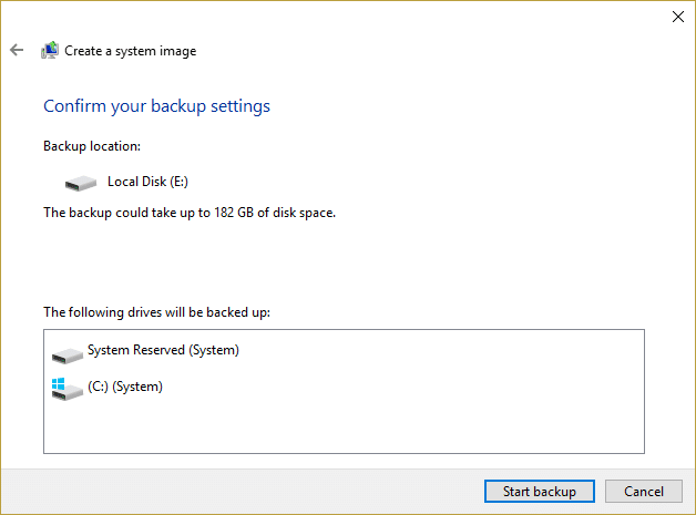 Windows10でのフルシステムイメージバックアップの作成