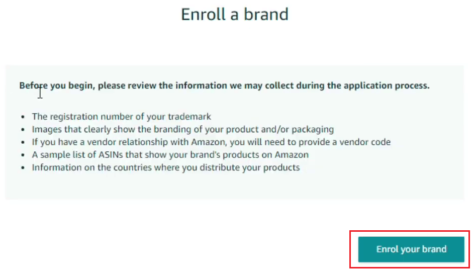 Haga clic en la opción Registrar su marca