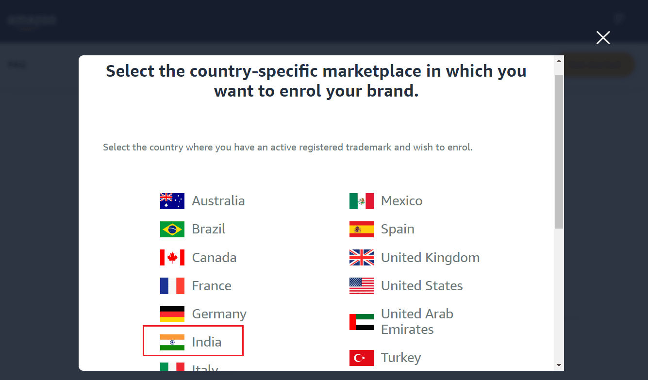 Elija el país de su mercado. Aquí, hemos elegido India | ¿Qué significa que se necesita la aprobación de Amazon?
