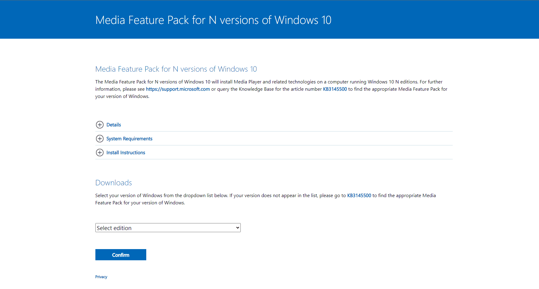 Страница загрузки Windows Media Feature Pack. Устранить проблему с USB-подключением телефона Android