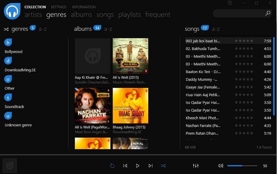 次に、コレクションに移動して、選択した音楽を再生します。イコライザーを備えたWindows10用の5つの最高の音楽プレーヤー