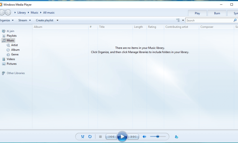 Windows MediaPlayerの外観