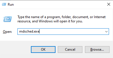 W wierszu polecenia Uruchom wpisz mdsched exe i kliknij OK