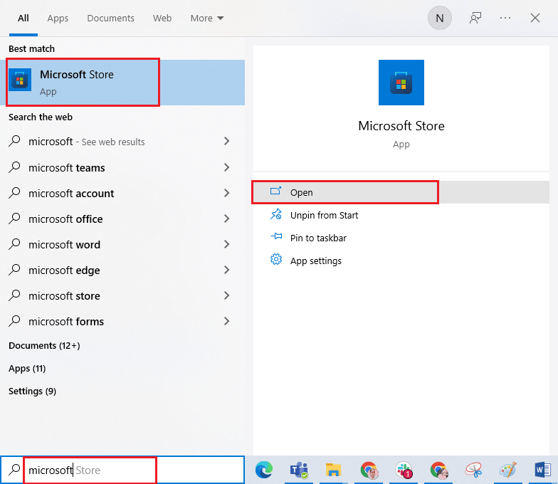 Öffnen Sie den Microsoft Store. Beheben Sie den Microsoft-Fehler 0x80070032 in Windows 10
